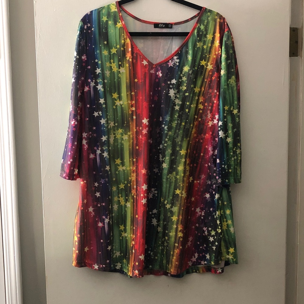 Lilly Multicolor Star Stripe V-Neck Tunic